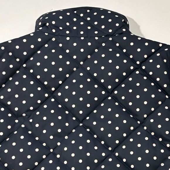 J CREW Quilted Down Puffer Vest Womens XS Insulated Navy White Polka Dots Zip Up - Picture 5 of 12